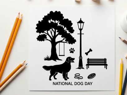 national dog day celebration flat design vector illustration