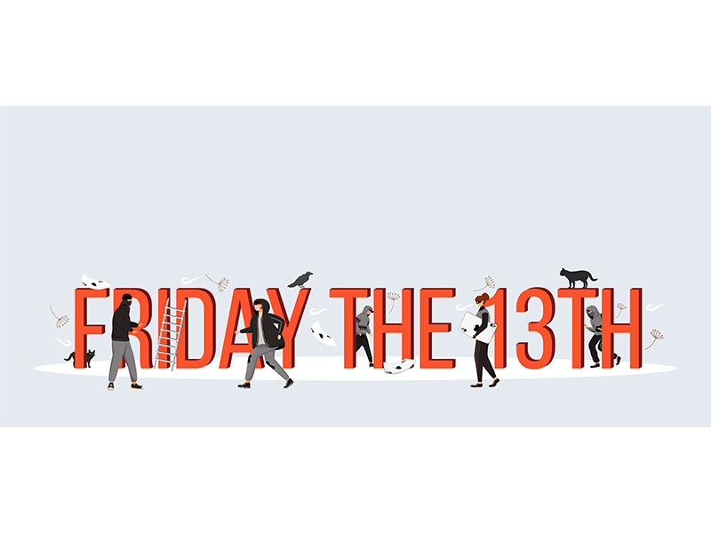 Friday the 13th word concepts flat color vector banner