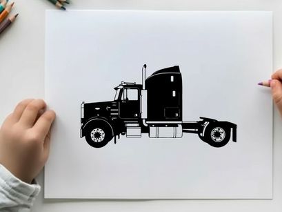 Silhouette of a semi truck with a large sleeper cabin