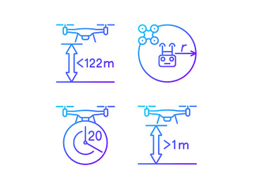 Drone proper control gradient linear vector manual label icons set preview picture