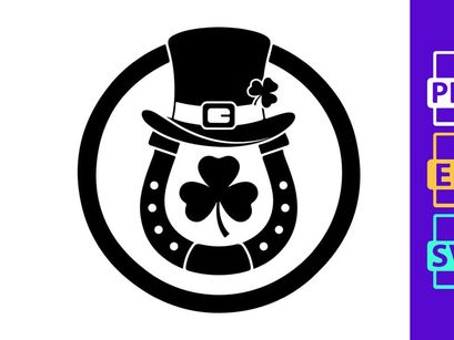St. Patrick's Day Icon: Hat, Horseshoe, Clover