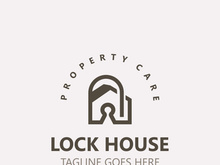 Lock House secure logo design, smart key home vector concept template