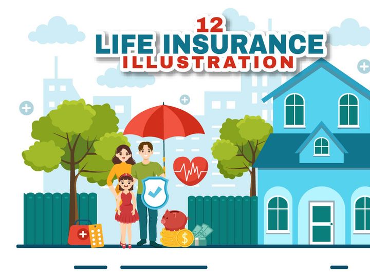 12 Life Insurance Vector Illustration