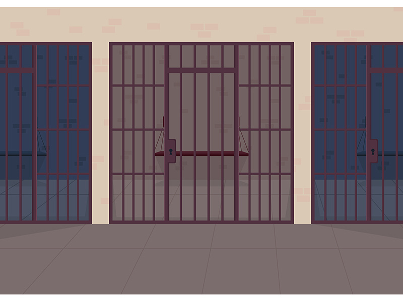Jail flat color vector illustration