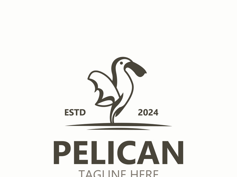 Pelican bird silhoutte vintage logo vector illustration template icon graphic design