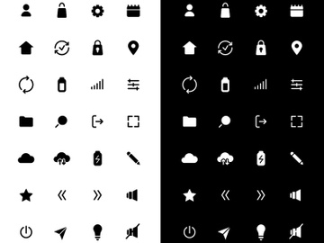 Basic glyph icons set for night and day mode preview picture