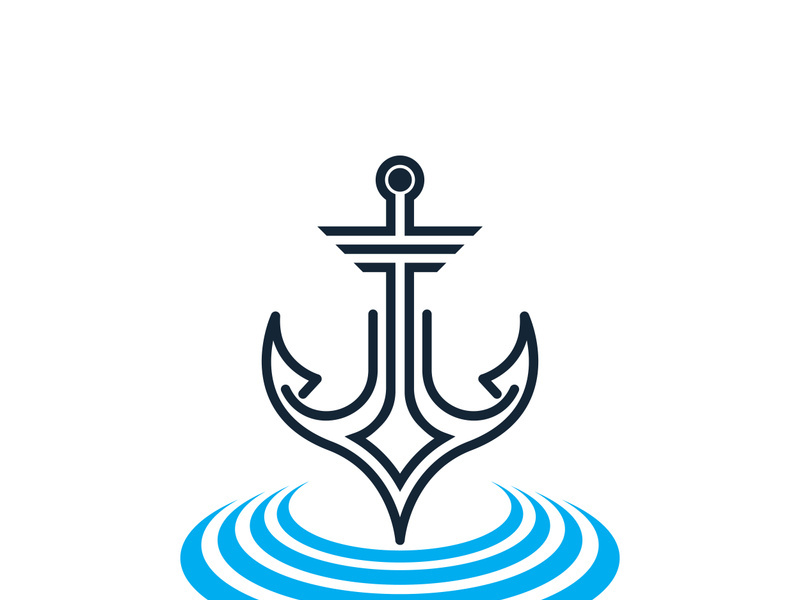 Anchor logo icon boat ship marine navy design vector