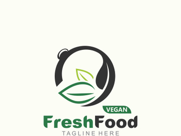 Fresh food logo healthy product badge or label food and drink market, vegan, nature organic premium quality design preview picture
