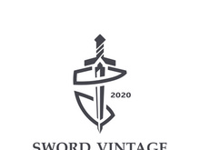 Sword vintage logo design. illustration sword element, can be used as logotype, icon, template coat of arms concept