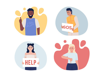 Gestures and signs vector isolated illustrations set