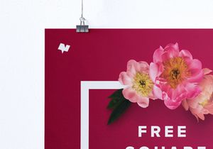 Free 1:1 square hanging poster mockup