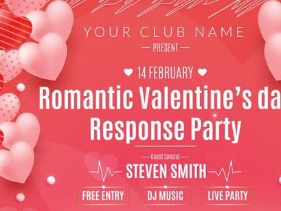 Romantic Valentine's Party Flyer Design