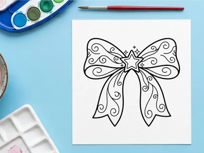 Ilustração vetorial de laço de presente de Natal com estrela decorativa e padrões em espiral
