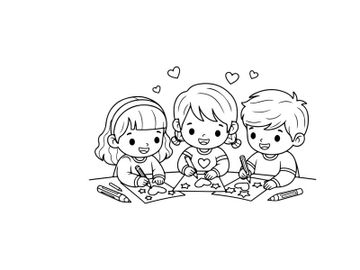 Children baking cookies together flat design vector illustration preview picture