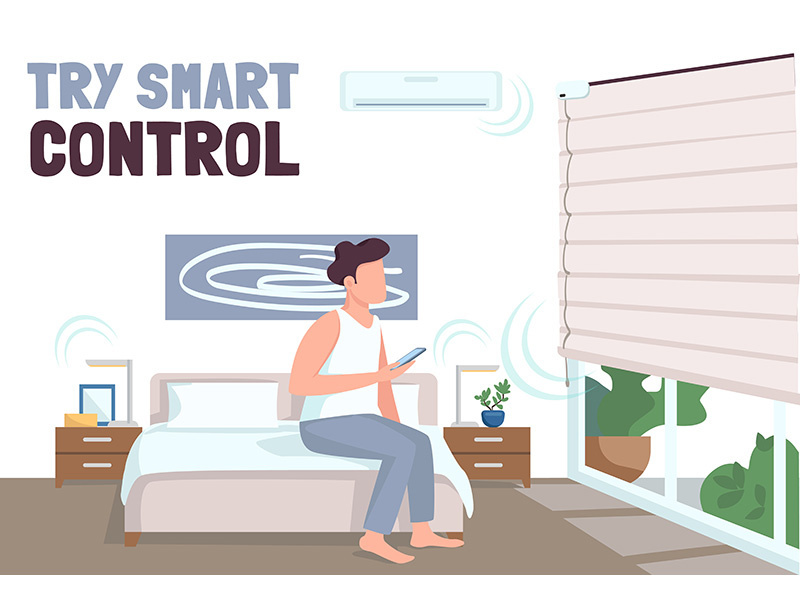 Try smart control banner flat vector template