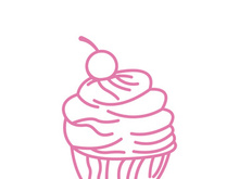 Sweet cake template logo design vector illustration of silhouette with cherries