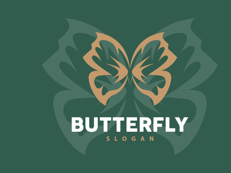 Butterfly Logo Design Beautiful Flying Animal, Company Brand Icon Illustration