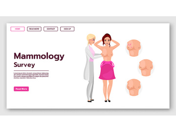 Mammology survey landing page vector template preview picture