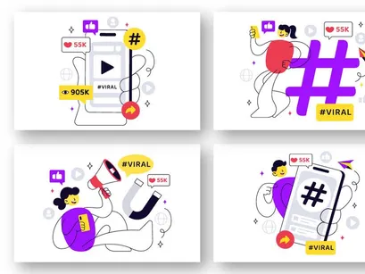 10 Viral Topic Vector Illustration