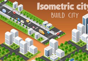 Isometric set of the modern 3D city