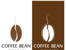 Coffee bean logo for cafe, business, label.