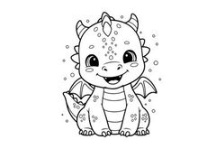 Cute baby dragon smiling vector illustration flat design