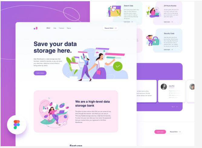 FIGMA FREEBIES - Data warehouse homepage