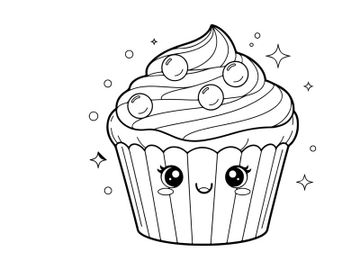 Cute cupcake with face vector illustration flat design preview picture