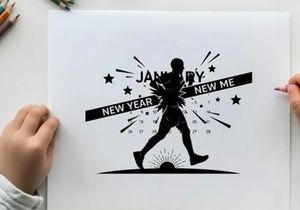 Silhouette of a person running on new year's day a new me