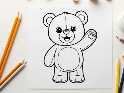 Cute cartoon bear waving vector illustration flat design