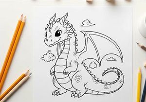 Cute baby dragon breathing smoke vector illustration flat design