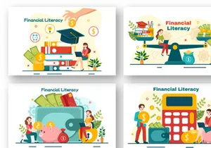 12 Financial Literacy Webinar Vector Illustration