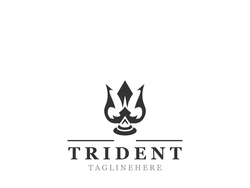 Trident Poseidon Logo, Spear Simple Vintage Template Design