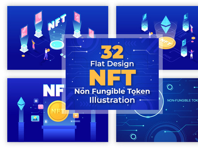 32 NFT Non Fungible Token Crypto Art Illustration