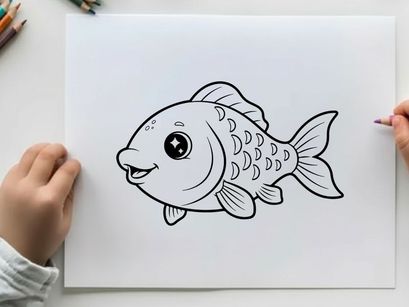 Cute smiling fish vector illustration flat design