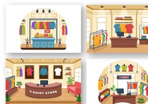 9 T-shirt Store Illustration
