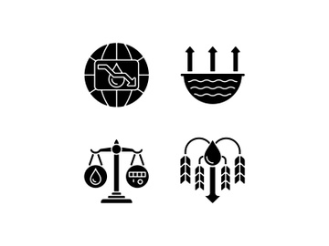 Suffering from water shortage black glyph icons set on white space preview picture