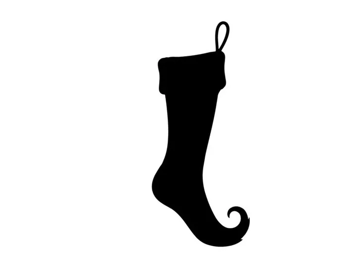 Black Christmas stocking isolated on white background for holiday decor
