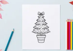 Empty festive dining table setting with holiday decor