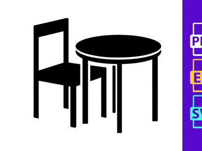 Round table and chair silhouette