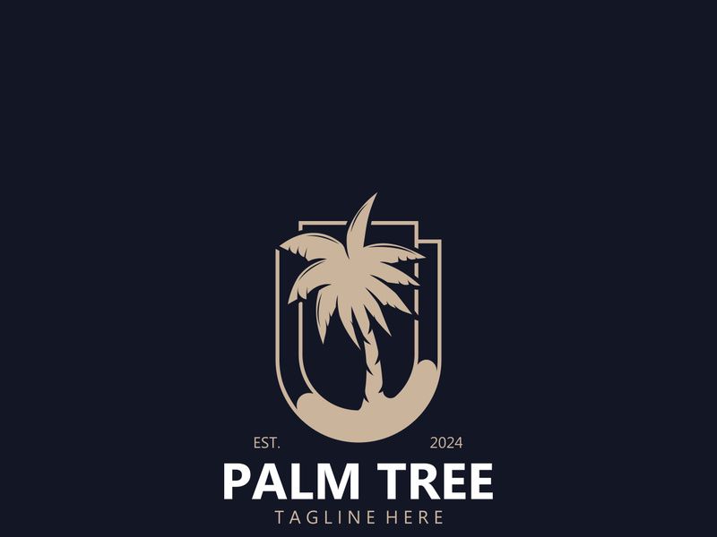 Palm tree simple and modern premium logo design. abstract icon palm beach illustration