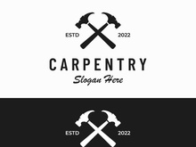 Vintage retro crossed hammers logo.