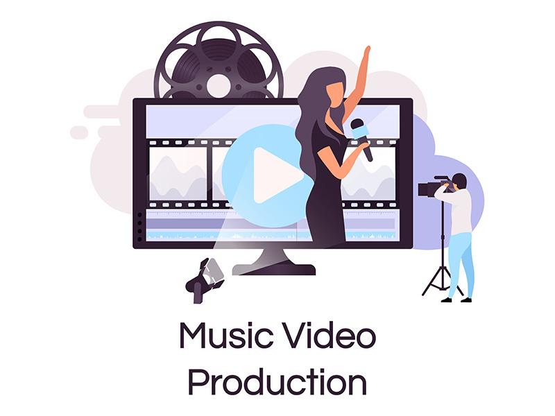 Music video production flat concept icon