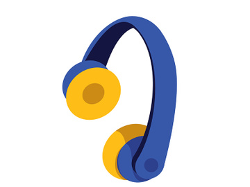 Headphones flat color vector object preview picture