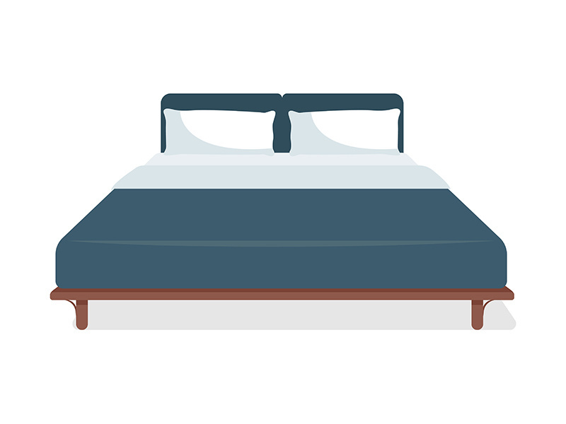 Double size bed semi flat color vector object