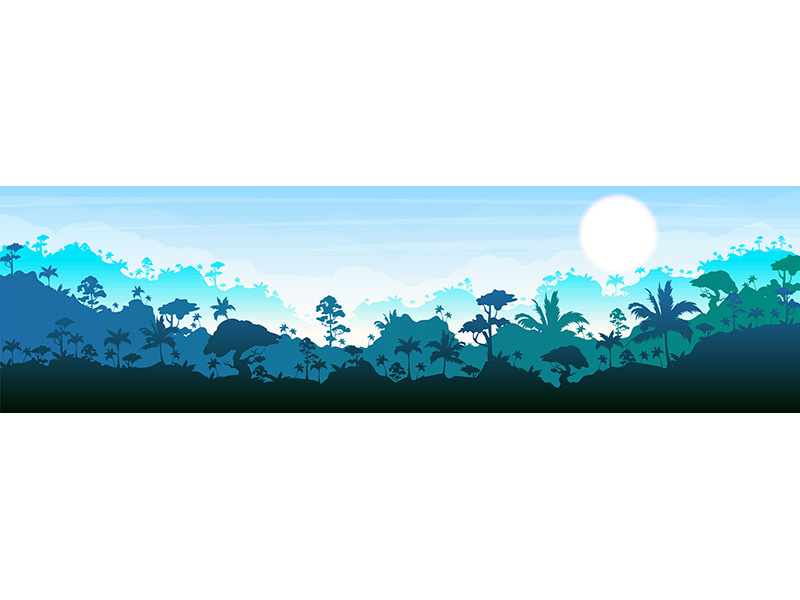 Jungle flat color vector illustration