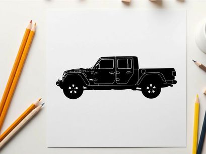 Silhouette of a jeep gladiator pickup truck in black