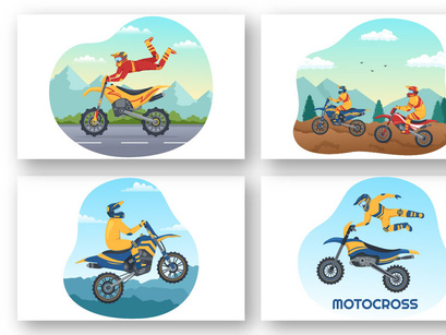 10 Motocross Sport Illustration