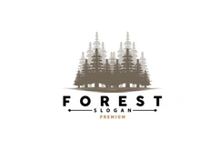Forest Logo, Vector Forest Wood With Pine Trees Design