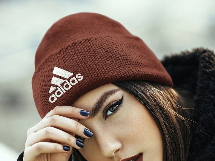 Free Close-Up of a Girl Wearing Beanie Hat in the Half-Side View Mockup